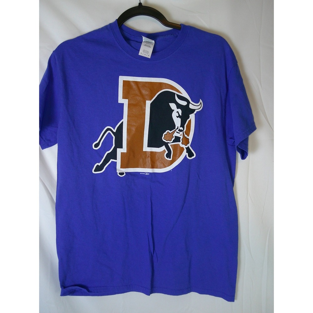 Mens Blue Durham Bulls‎ Graphic T Shirt D Bull Logo Short Sleeve Tee Size Medium